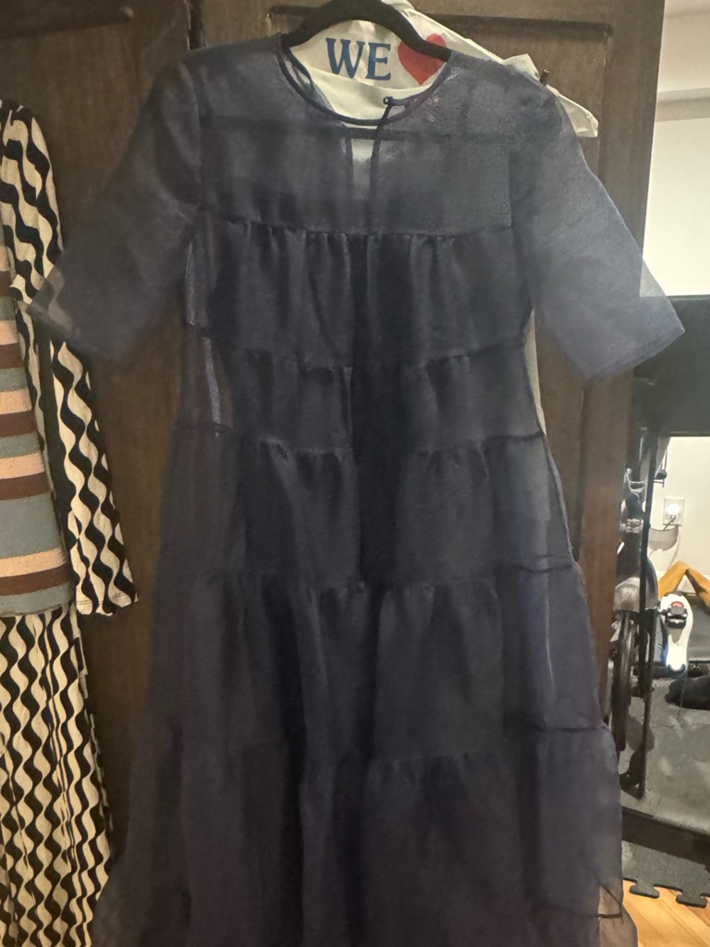Staud Hyacinth Navy Blue Sheer Maxi Dress - Picture 2 of 5